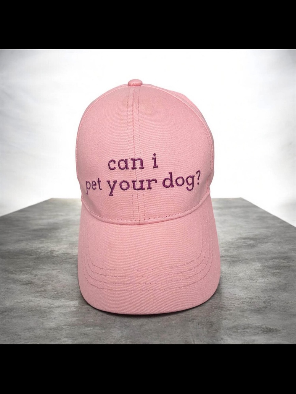 Sonoma Pink 'can i pet your dog?' Embroidered Baseball Cap
